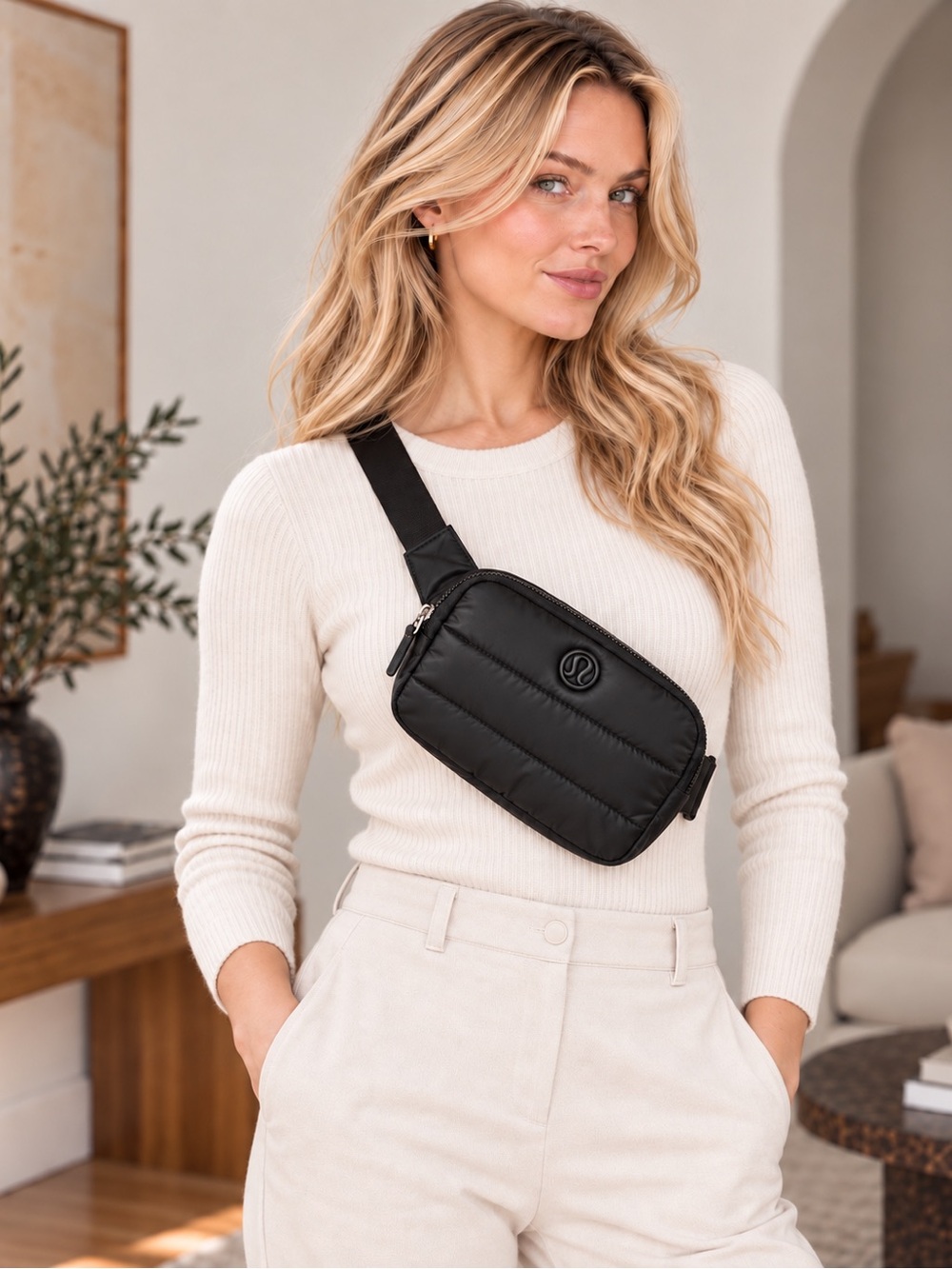Lululemon Everywhere Belt Bag Large 2L Wunder Puff Black NWT Quilted Crossbody